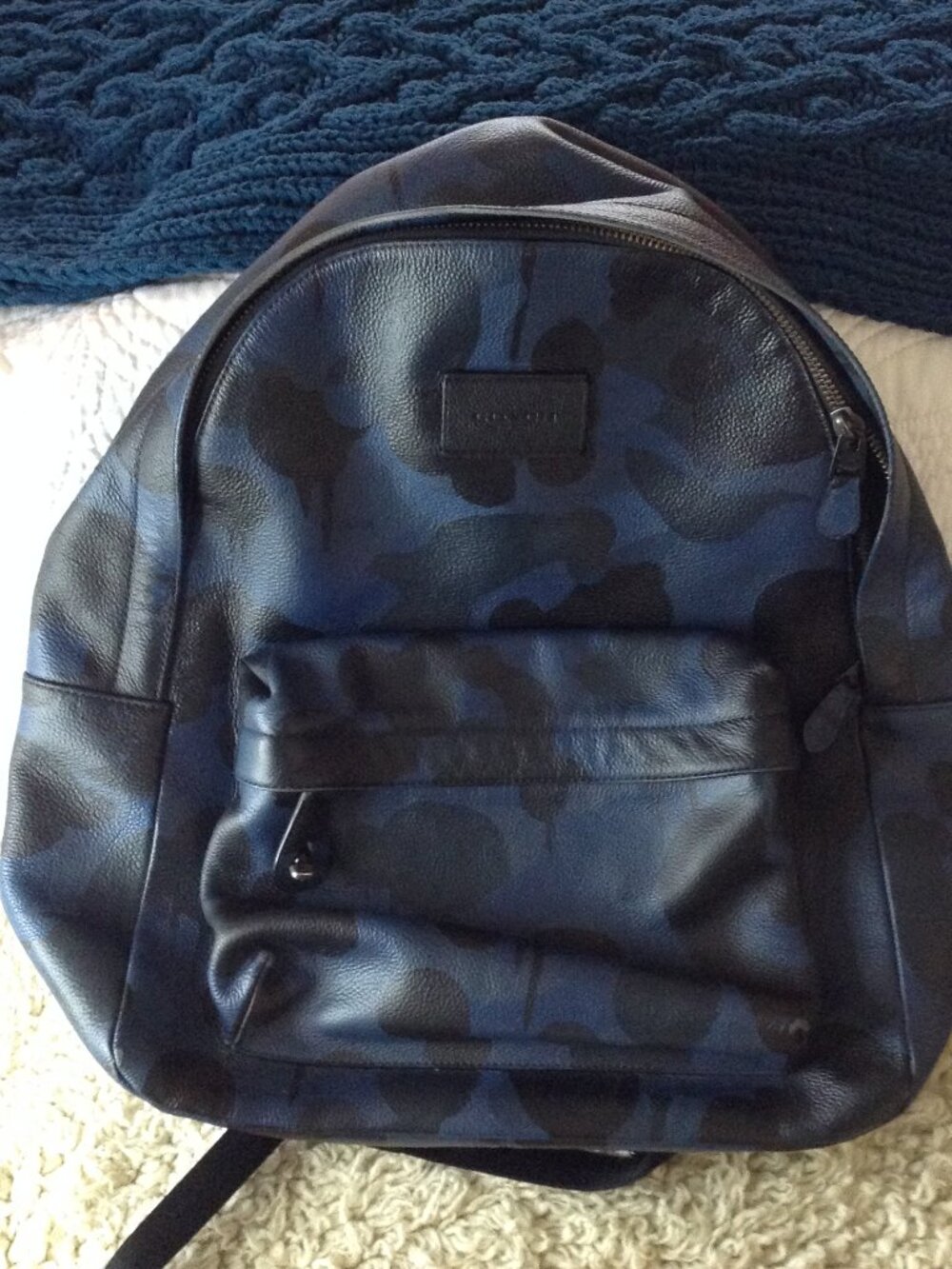 Coach Modern Blue/Black UNISEX Camo Authenticated Backpack Campus/West style